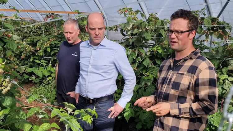 v.l.n.r. FDP-Kreisrat Dieter Baier, Georg Heitlinger MdL, Landwirt Dominic Ell